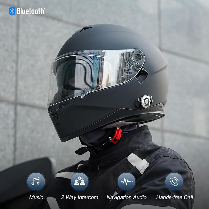 Full Face FreedConn Motorcycle Helmet Bluetooth 5.0 Integrated 2 Way Intercom - Image 5
