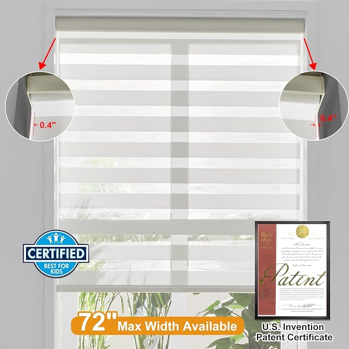 Persilux Cordless Zebra Blinds for Windows Free-Stop Window Blinds Dual Layer - Image 4