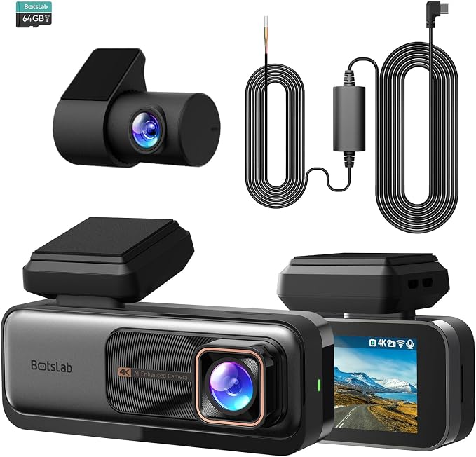 4k Dash Cam Front and Rear, 24/7 Parking Monitor by BOTSLAB