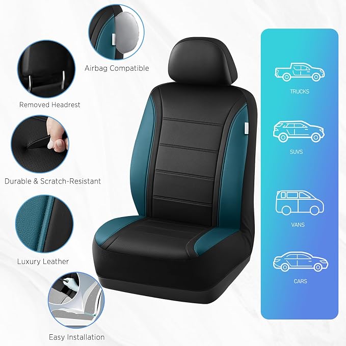 Road Comforts Leather Seat Covers, Breathable Car Seat Covers Front Seat - Image 7