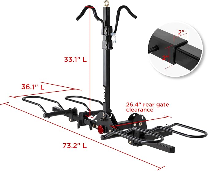 Young 200 lbs. Capacity Hitch Mounted 2-Bike Rack - Image 8