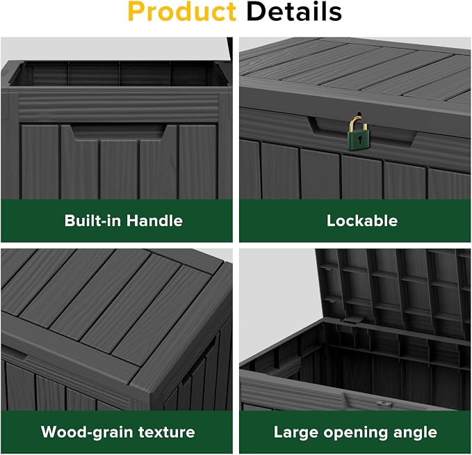 45 Gallon Resin Deck Box, Waterproof Outdoor Storage Bin - Image 8