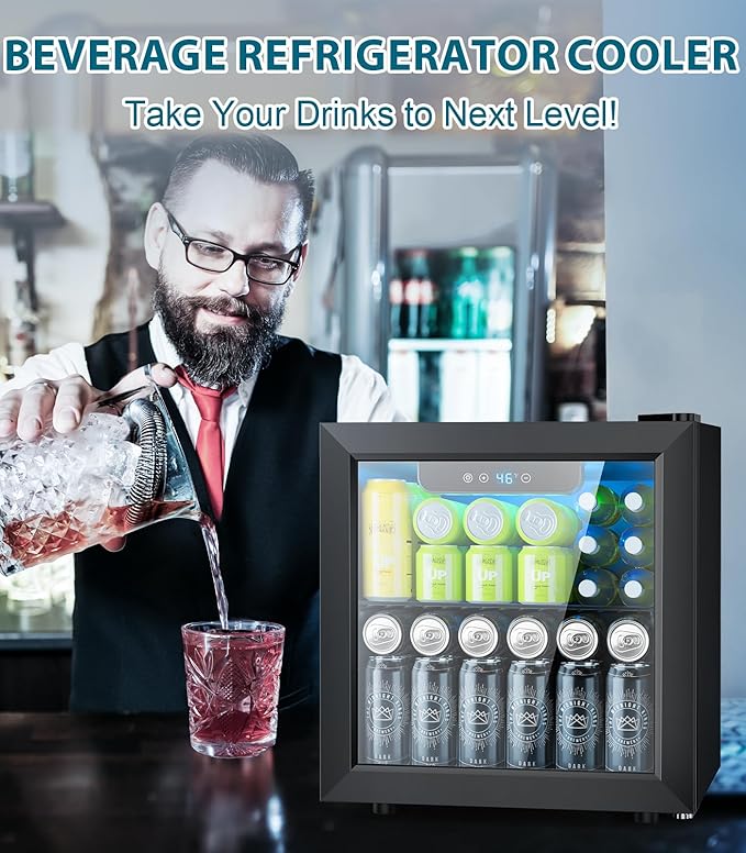 50 Cans Beverage Refrigerator Cooler, 1.3 Cu.ft Mini Fridge Countertop Drink - Image 2