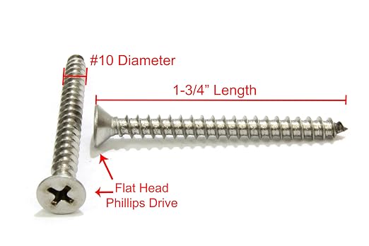 Bolt Dropper #10 X 1-3/4'' Stainless Steel Flat Head Phillips Wood Screw - Image 2