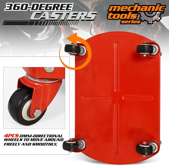 M-AUTO Heavy Duty Garage Rolling Work Seat 300LBS Capacity Mechanics Stool - Image 7