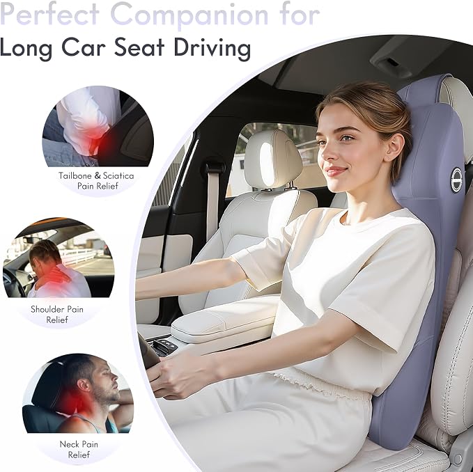 FLORICH Integrated Car Seat Lumbar Support Pillow & Car Neck Pillow Memory Foam - Image 5