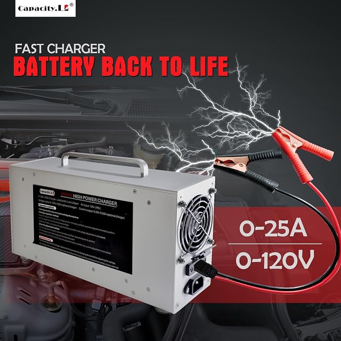 High Power Battery Charger, 0-120V Upgraded Design LifePO4 Battery Charger - Image 5