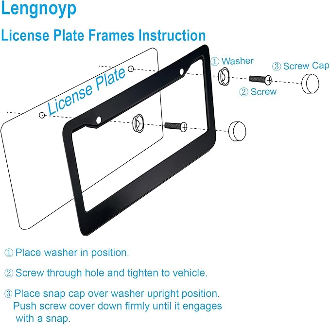 2PCS Matte Black License Plate Frames, 2 Holes Solid Aluminum License Plate - Image 6