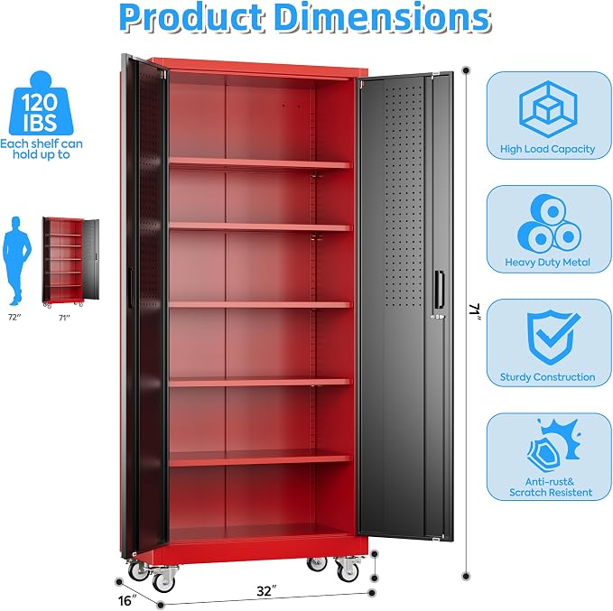 71" H×32" W×16" D Garage Storage Cabinet - Image 3