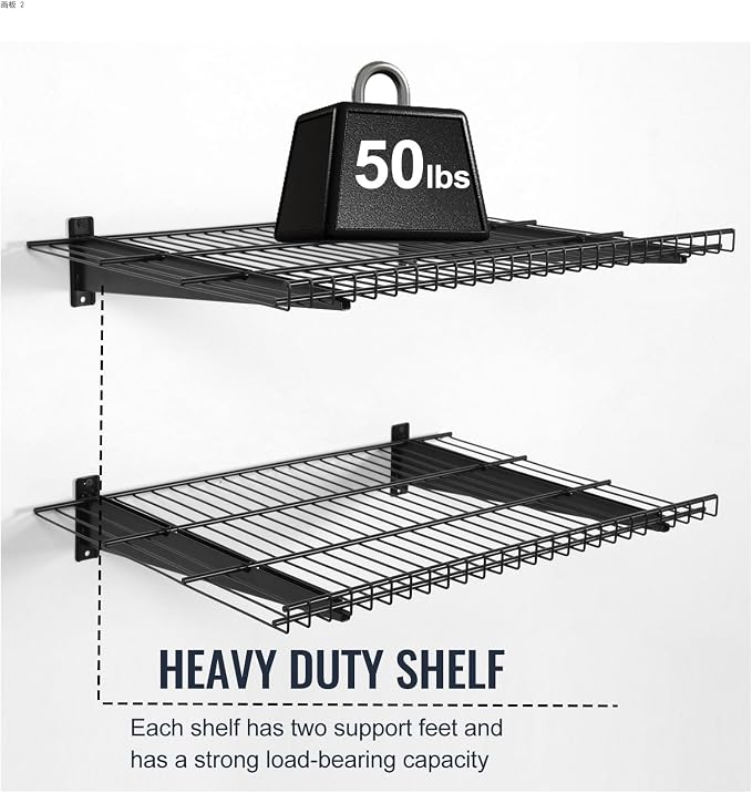 2 Pack Garage Wall Mounted Shelf, 23.6" x 11.4" Heavy Duty Wall Storage Shelves - Image 4