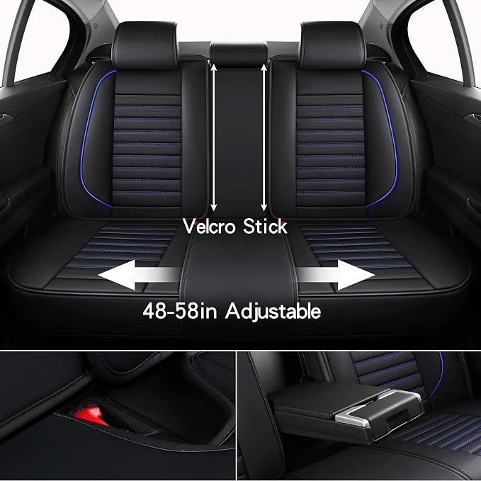 Leather Car Seat Covers Full Set, Universal Faux Leather Car Seat Covers 5 Seats - Image 4