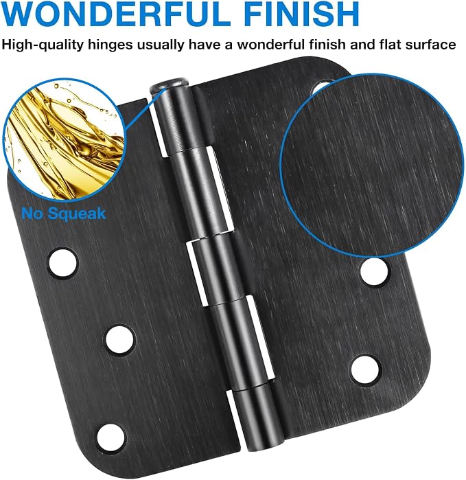4 in x 4" Black Door Hinges 12 Pack Matte Black Door Hinges 4 Inch Exterior - Image 2