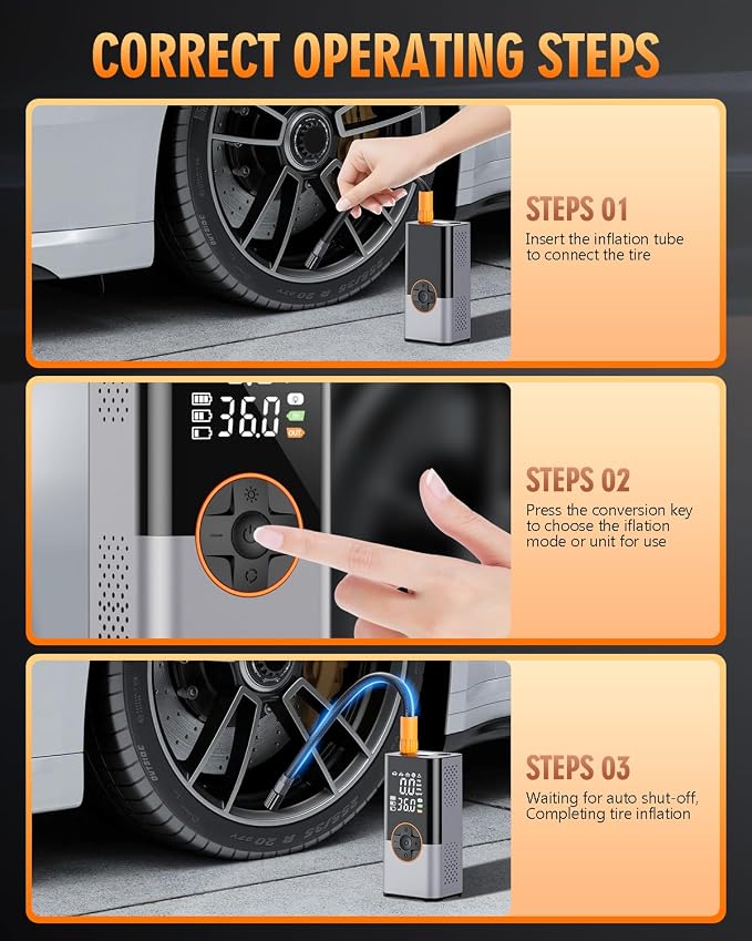 Tire Inflator Portable Air Compressor, 150PSI & 2X Faster Air Compressor - Image 8