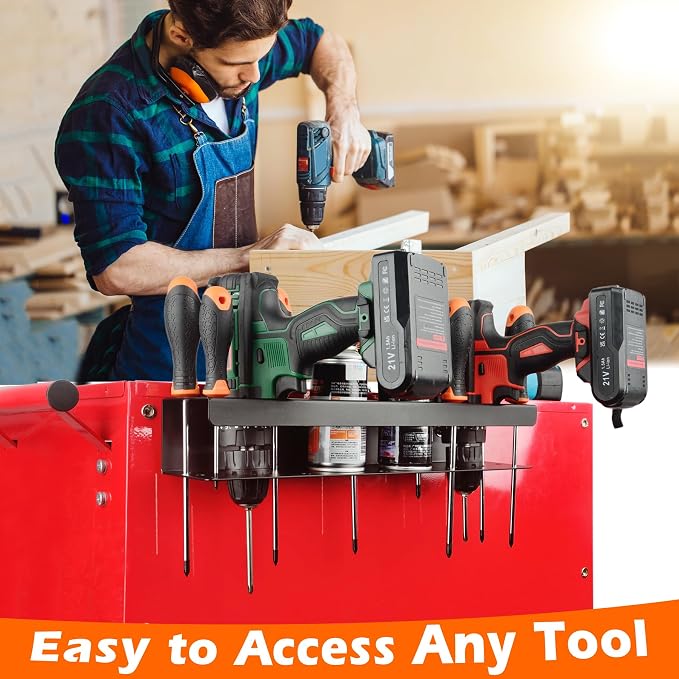 MUTUACTOR Super Power Tool Organizer, Non-Slip 4 Drill Holder Magnetic Mount - Image 6