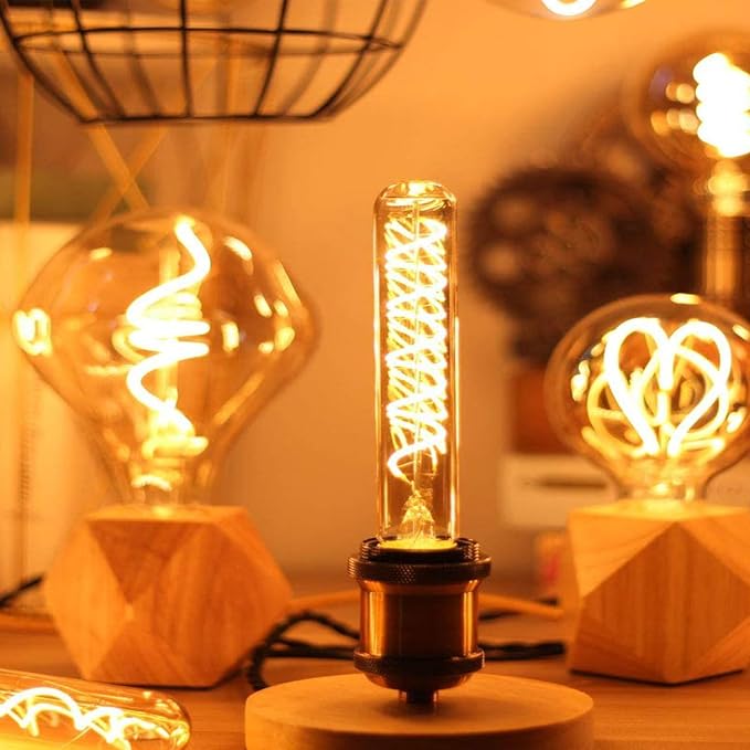Leools Vintage T10 LED Edison Light Bulb Super Thin Filament, 40 Watt Warm - Image 2