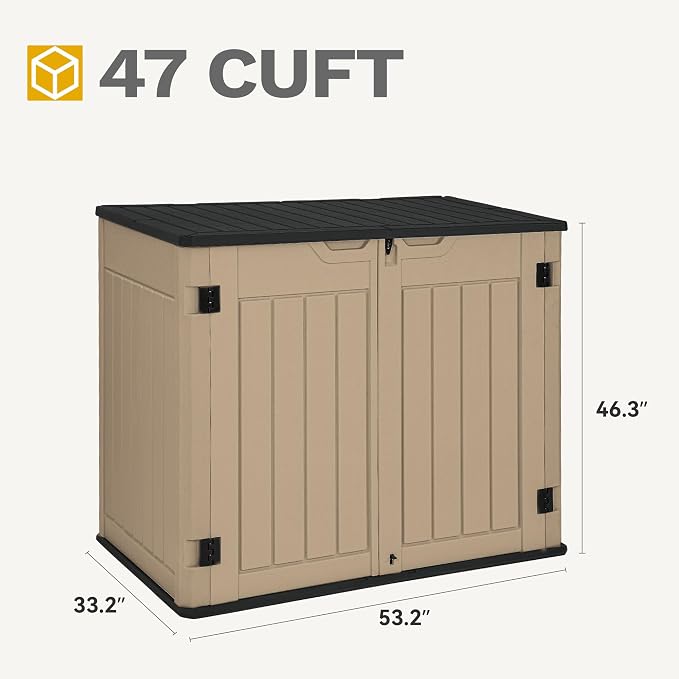 DWVO 47 cu ft Spacious Horizontal Storage Unit, Outdoor Resin Tool Locker - Image 6