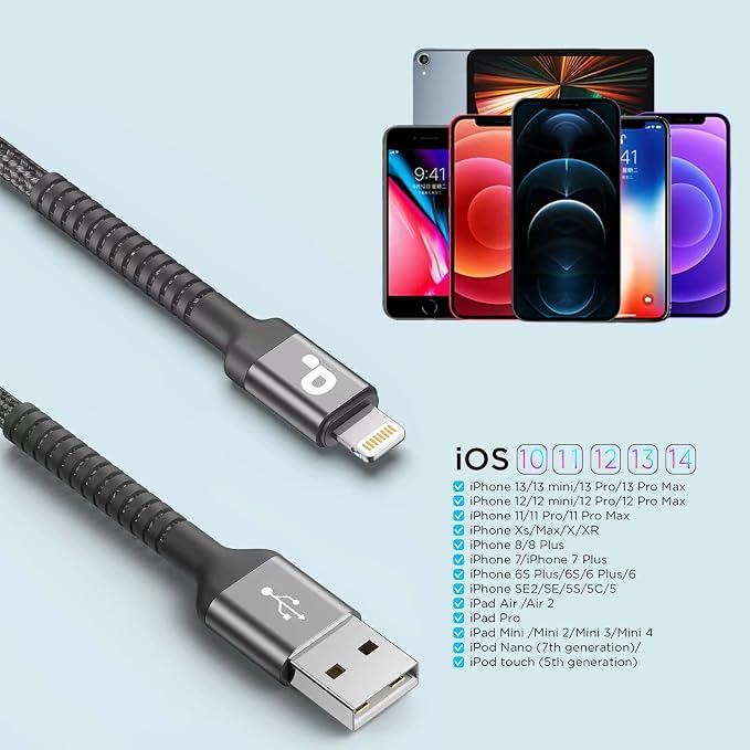 Short iPhone Charger Cable 1FT 2Pack Apple MFi Certified USB Lightning Cable - Image 6