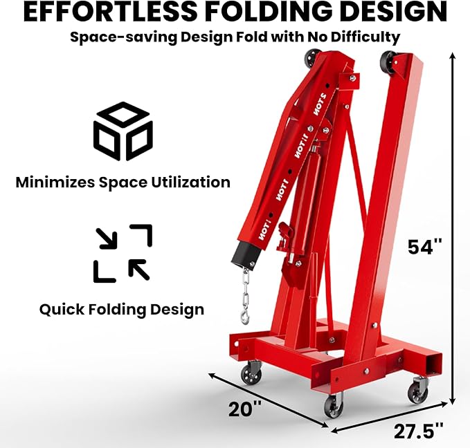 5000 LBS Engine Hoist with Load Leveler, Heavy Duty Alloy Steel Folding Cherry - Image 6