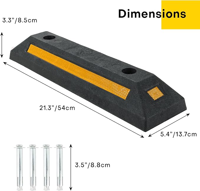 4 Pack Rubber Parking Guide Blocks | Heavy Duty Black Parking Blocks Parking - Image 2