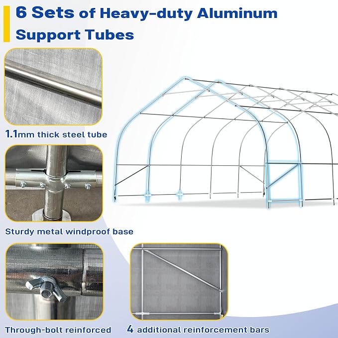 EROMMY 20x20 FT Heavy Duty Durable Carport, Galvanized Steel Frame Garage - Image 3
