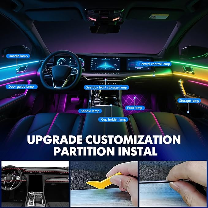 2025 Upgraded Dreamcolor Acrylic Interior Car LED Strip Light - Image 8