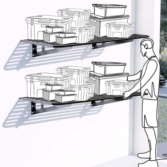 2-Pack 2x4ft Garage Wall Shelving, 2 Shelf Total 8 ft Garage Wall Storage - Image 6