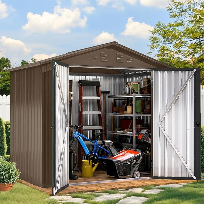DWVO 6x4ft Storage Shed for Outdoors, Metal Sturdy Weatherproof Tool Locker by DWVO