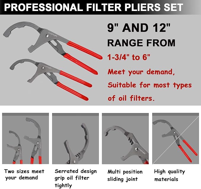 10PCS Oil Filter Wrench Set, 3 Jaw Oil Filter Wrench Tool - Image 4