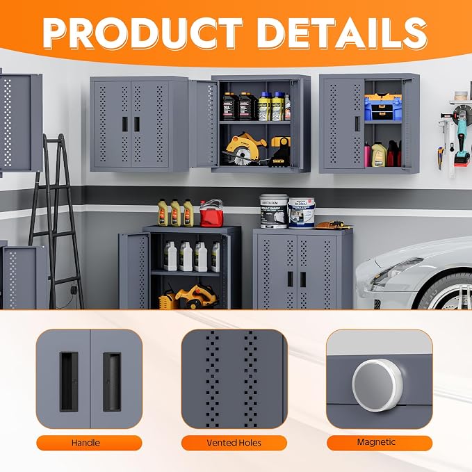 Metal Wall Storage Cabinet Steel Wall Mounted Garage Storage Cabinet - Image 4