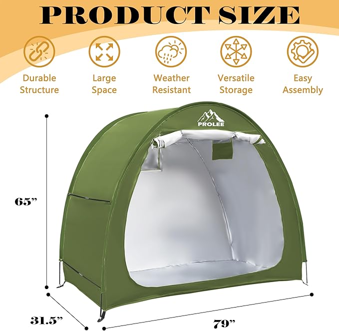 Prolee Bike Shed 6.6FT Waterproof 210D Oxford Fabric, Bike Storage - Image 3