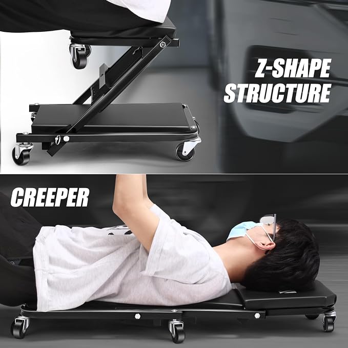DNA MOTORING 36 Inches Folding 2 in 1 Rolling Z Creeper, Adjustable Roller - Image 7