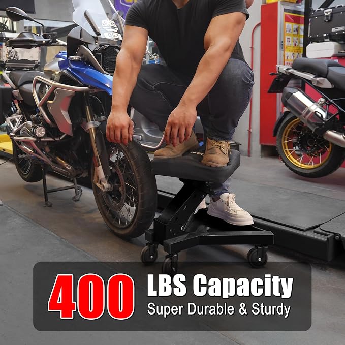 Mechanic Stool with Wheels, Hydraulic Adjustable Shop Stool on Wheels, Garage - Image 2