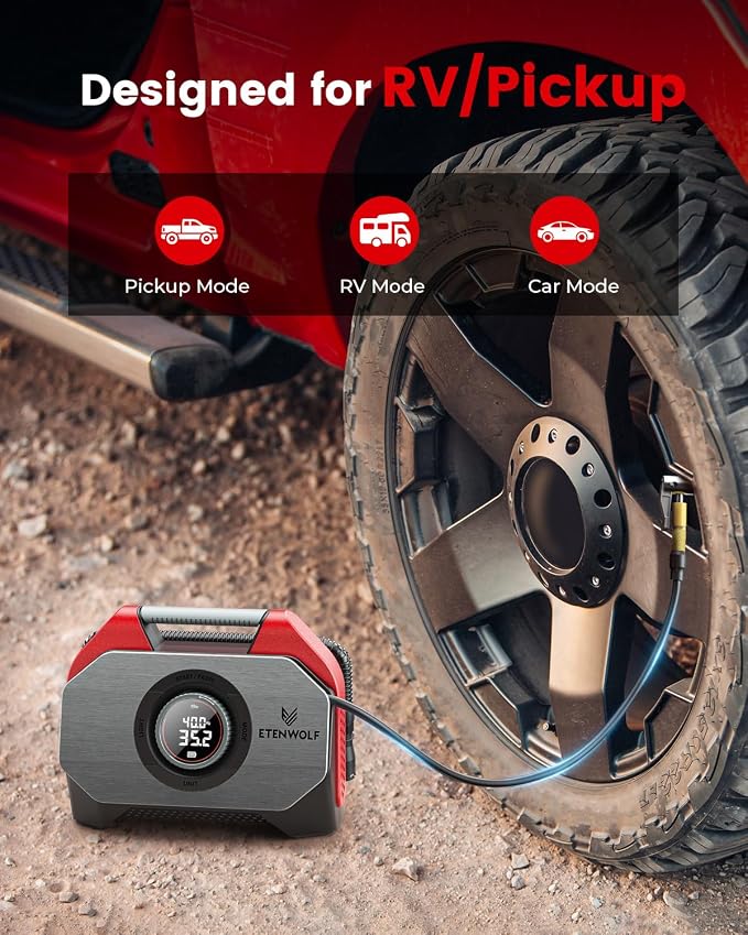 ETENWOLF VORTEX S6SE Cordless Tire Inflator Portable Air Compressor, 160 PSI - Image 3