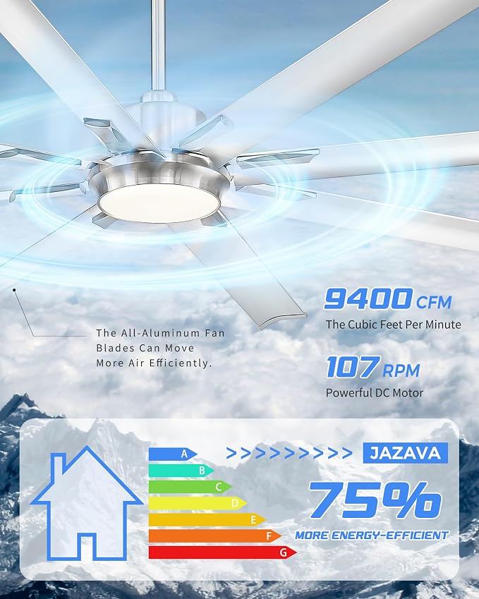 72 Inch Bruehed Nickel Ceiling Fan - Image 3