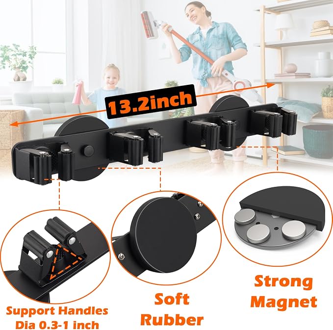 Heavy Duty Magnetic Broom Holder, Strong Magnetic Mop Hanger - Image 5