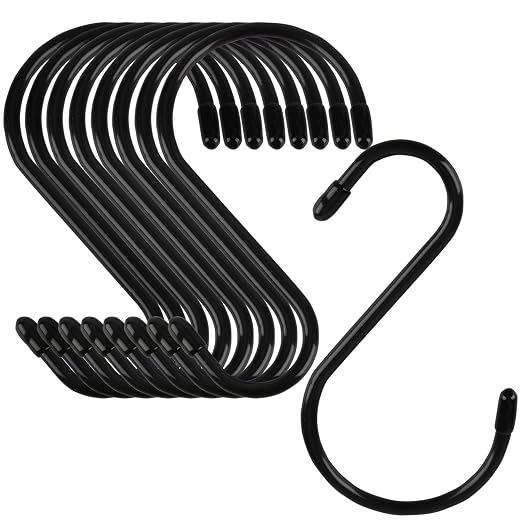 24 Pack 5 inch S Hook, Steel Iron Rubber Coated Closet S Hooks by Nisoger