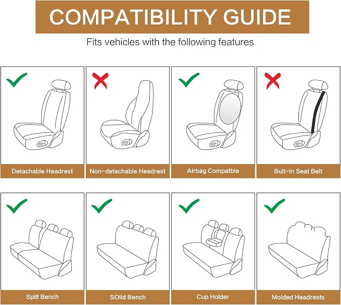 Pariitadin Leather Car Seat Covers Full Set, Waterproof Faux Leather Seat Covers - Image 6