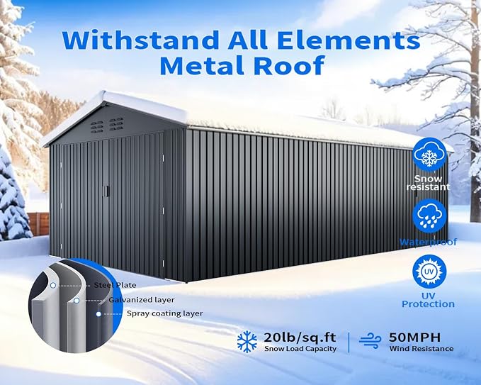 20x13 Metal Shed, Metal Garage Building - Image 7