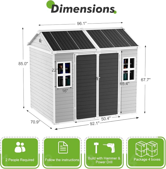 8x6 Shed Plastic Outdoor Storage - Image 4
