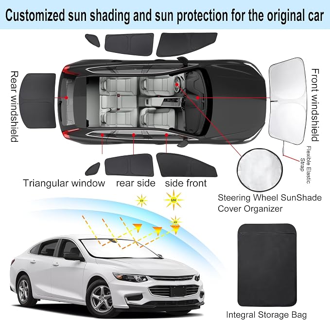 TINGLU Window Shades for Chevrolet Malibu 2016-2025 Accessories Side Full - Image 3