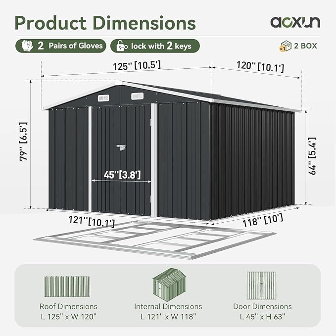 10x10 FT Shed Outdoor Storage Shed - Image 2