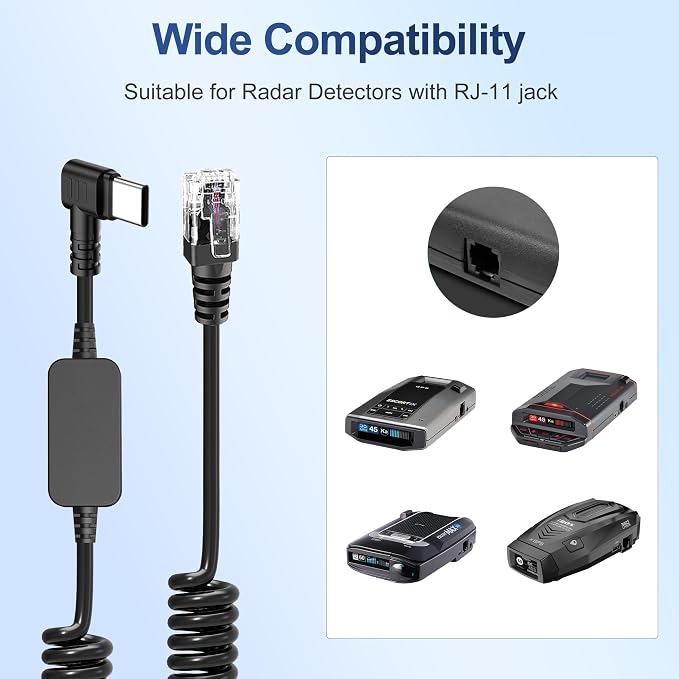 Radar Detector Cable，USB CTo RJ11 Plug Cable 5V-12V Power Cord, Compatible - Image 4