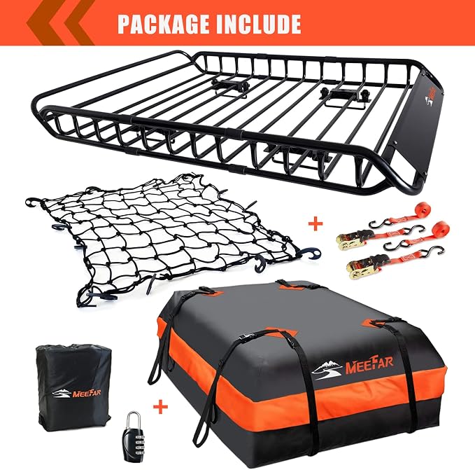 MeeFar Roof Rack Carrier Basket Universal Rooftop 51" X 36" X 5" + Waterproof - Image 2