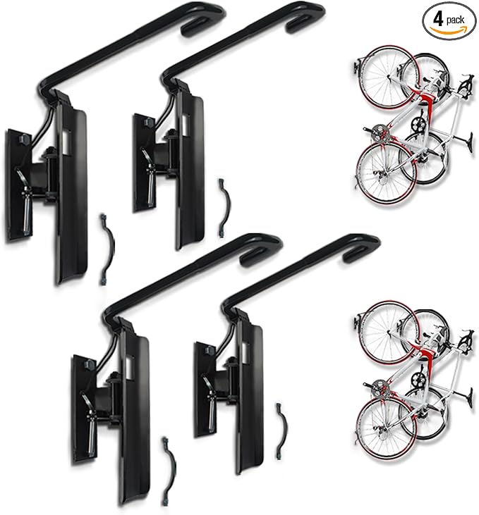 Swivel Bike Wall Mount- 4 Pack Garage Wall Mount Hangers, Space-Saving Swivel by VonlxLLC
