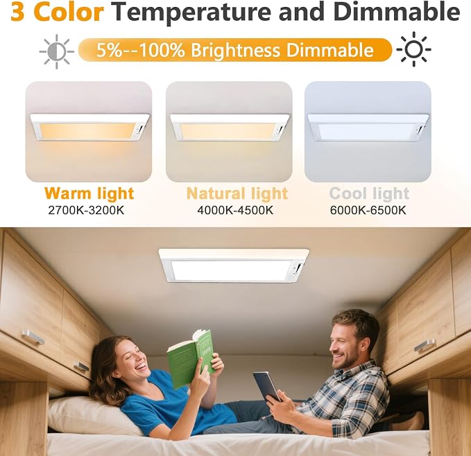 8 Pack RV Lights Interior, 3 Color RV LED Super Bright Fixture, 12V RV Ceiling - Image 3