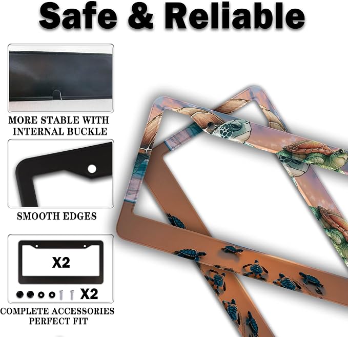 License Plate Frames Multicolor Fun License Plate Frame Protector Turtle Beach - Image 4