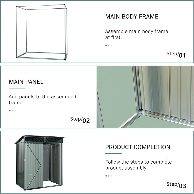 Metal 5x3 FT Garden Storage Shed, Outdoor Small Shed - Image 4