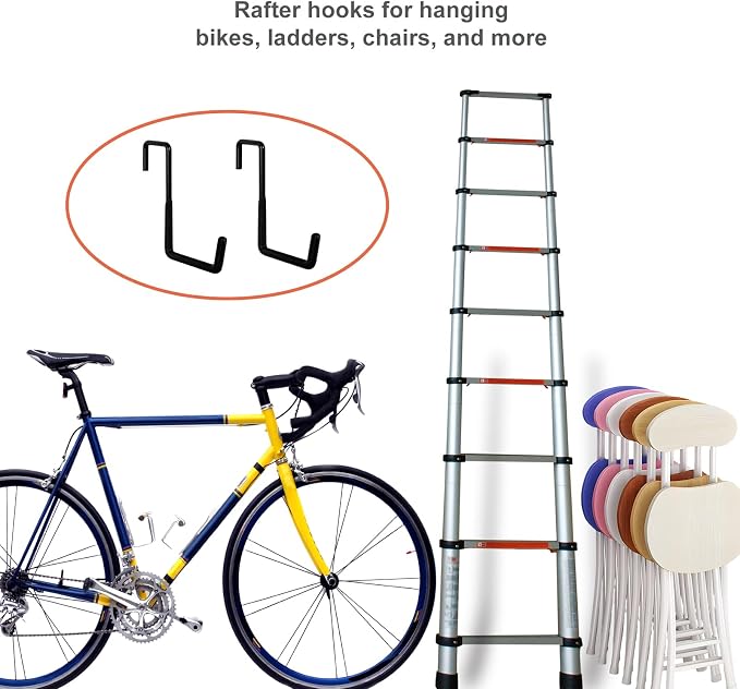 4 Pcs Rafter Hooks, Upgraded Fence Hangers, Heavy Duty Bike Hanger - Image 3