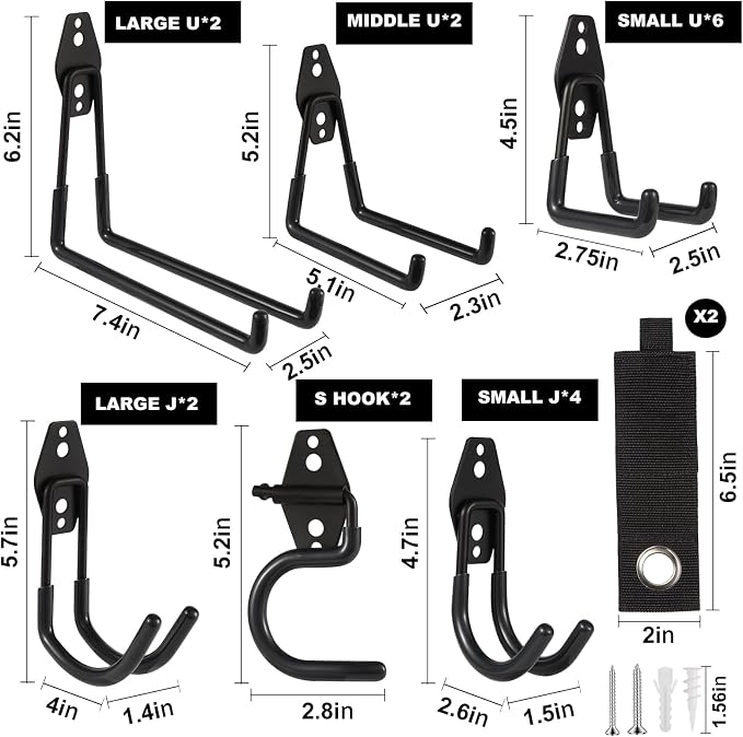Garage Hook Heavy Duty Wall Storage Hangers, 20 Pack Garage Storage Hooks Steel - Image 2