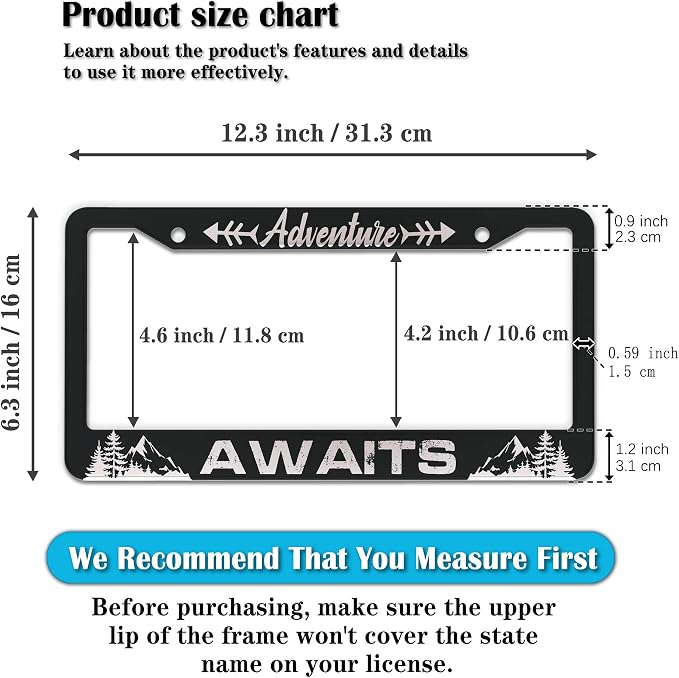 License Plate Frames for Men Black and White Car Plate Frames for Women - Image 2